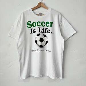 Vintage 90s Soccer Is Life Graphic T-Shirt, Hanes Beefy-T, Size Large